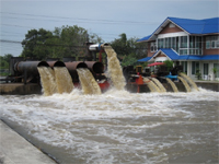 Flood drain by pumps